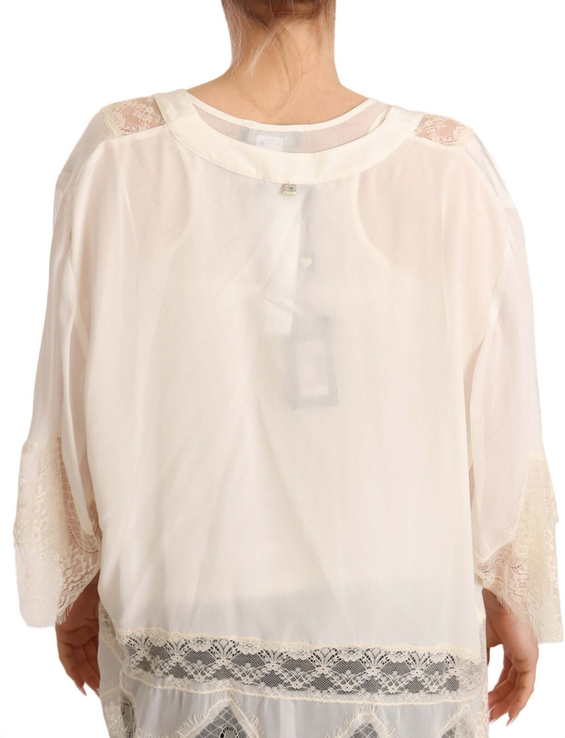 Twinset Off White Lace Trim Tank Cardigan for Women