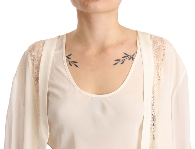 Twinset Off White Lace Trim Tank Cardigan for Women
