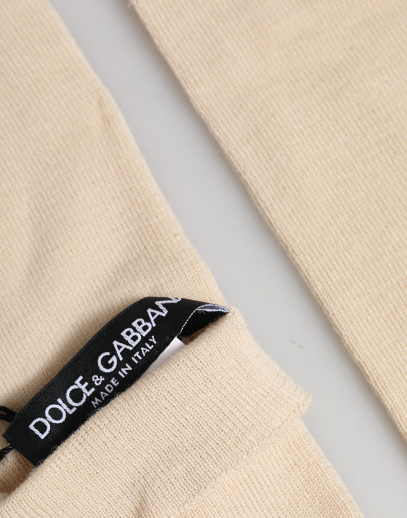 Dolce & Gabbana Beige Wool Fingerless Elbow Length Gloves
