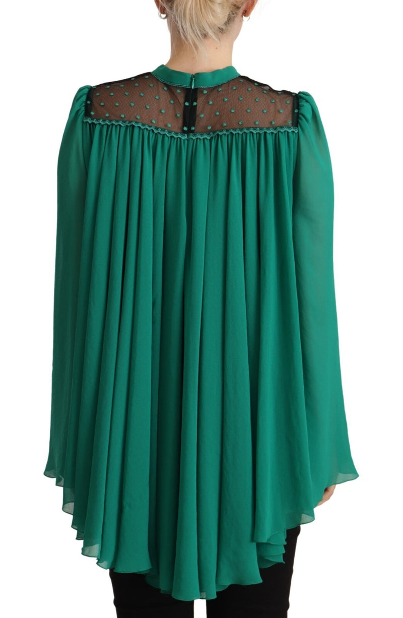 Philosophy Green Lace Long Sleeves Pleated Top Blouse
