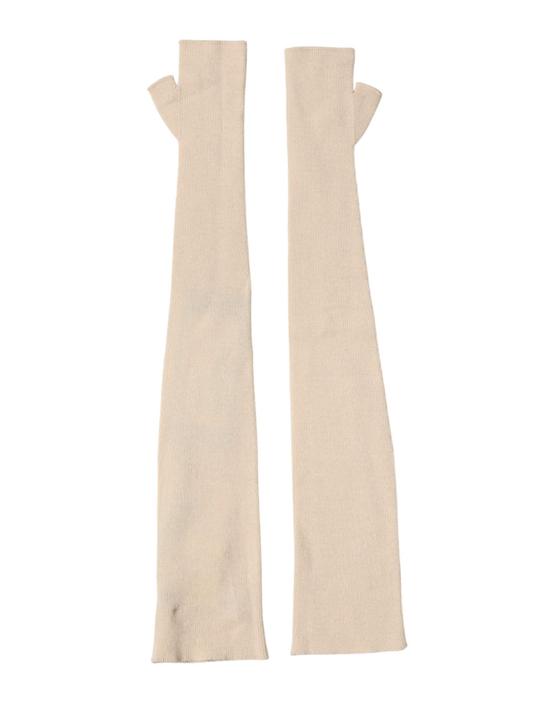 Dolce & Gabbana Beige Wool Fingerless Elbow Length Gloves