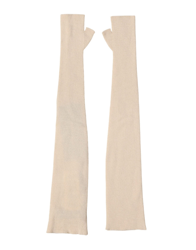 Dolce & Gabbana Beige Wool Fingerless Elbow Length Gloves