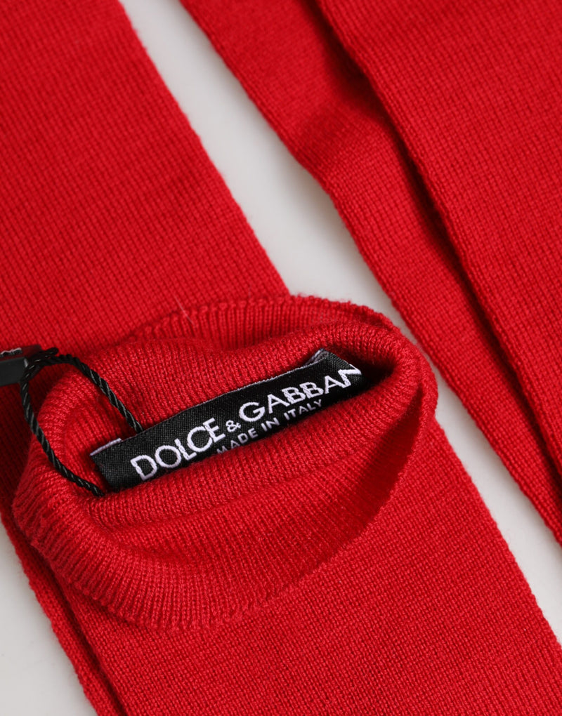 Gants Mitaines Élongés en Laine Rouge Dolce & Gabbana