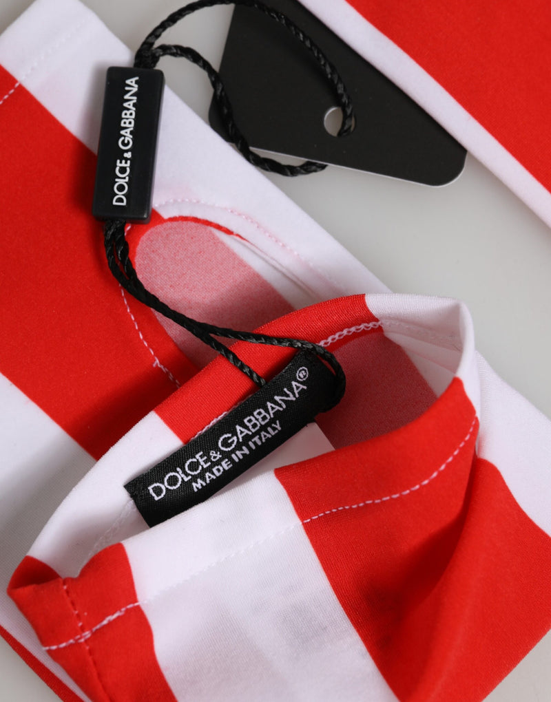 Gants sans doigts en nylon rouge et blanc Dolce & Gabbana