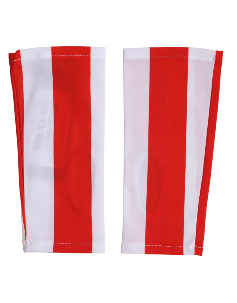 Gants sans doigts en nylon rouge et blanc Dolce & Gabbana