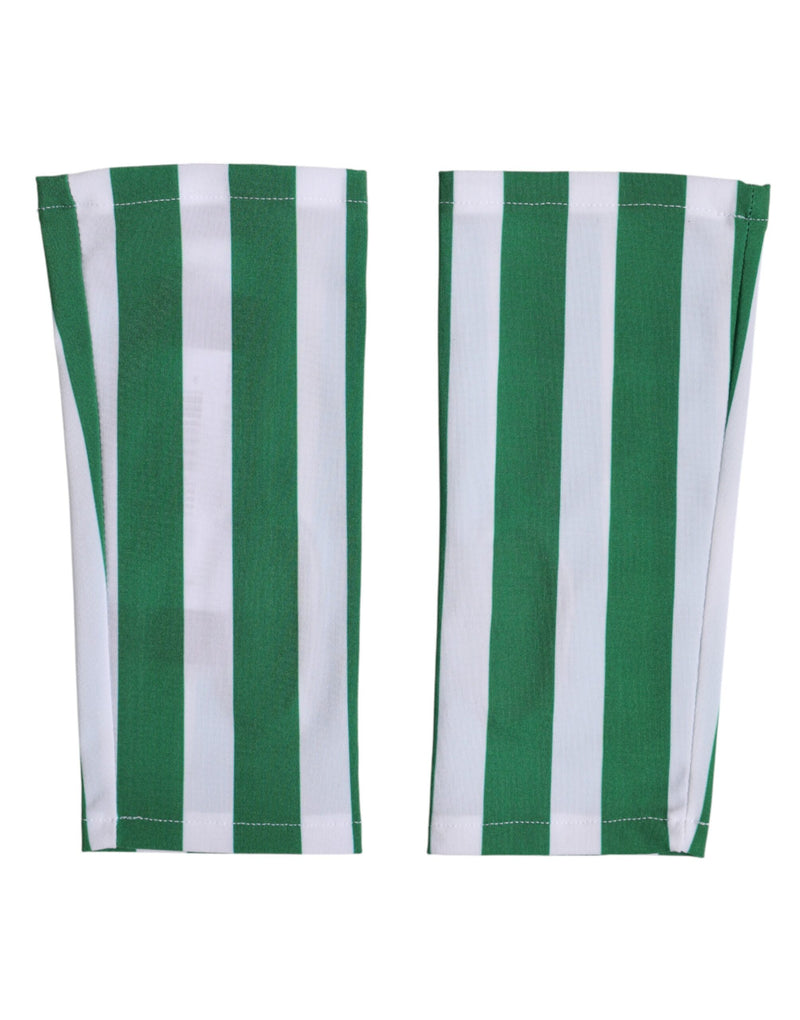 Gants sans doigts en nylon vert et blanc Dolce & Gabbana