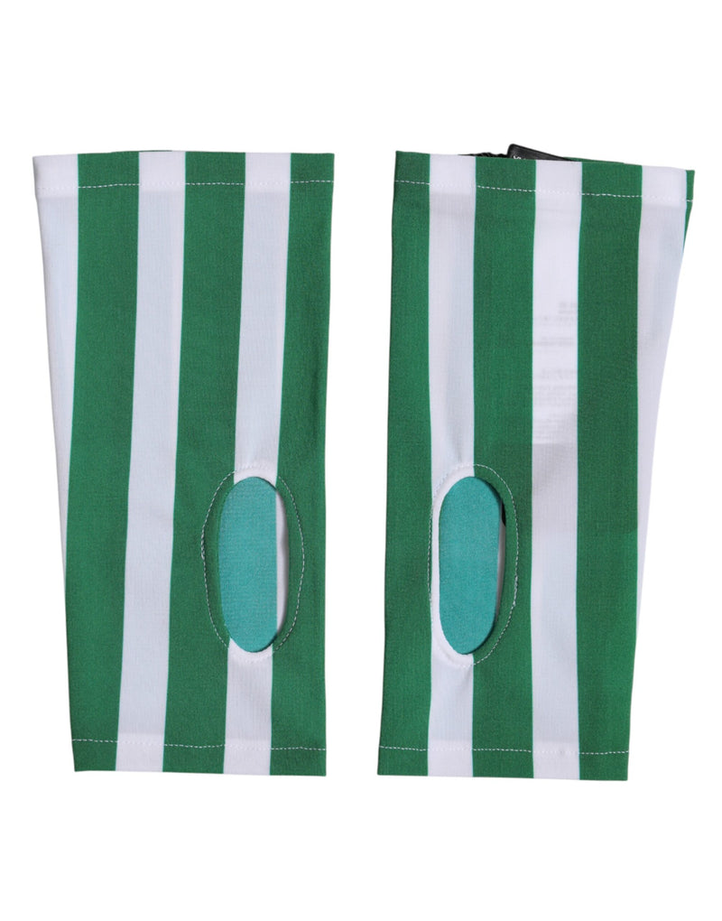 Gants sans doigts en nylon vert et blanc Dolce & Gabbana