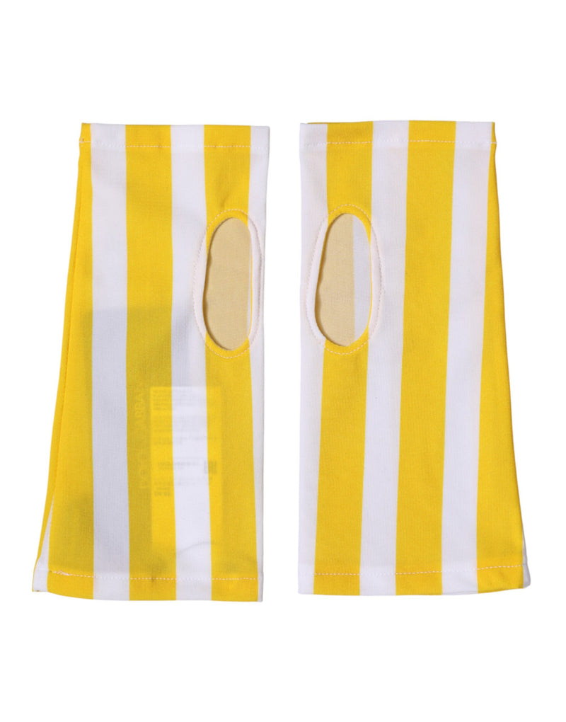 Gants sans doigts Dolce & Gabbana en nylon jaune et blanc