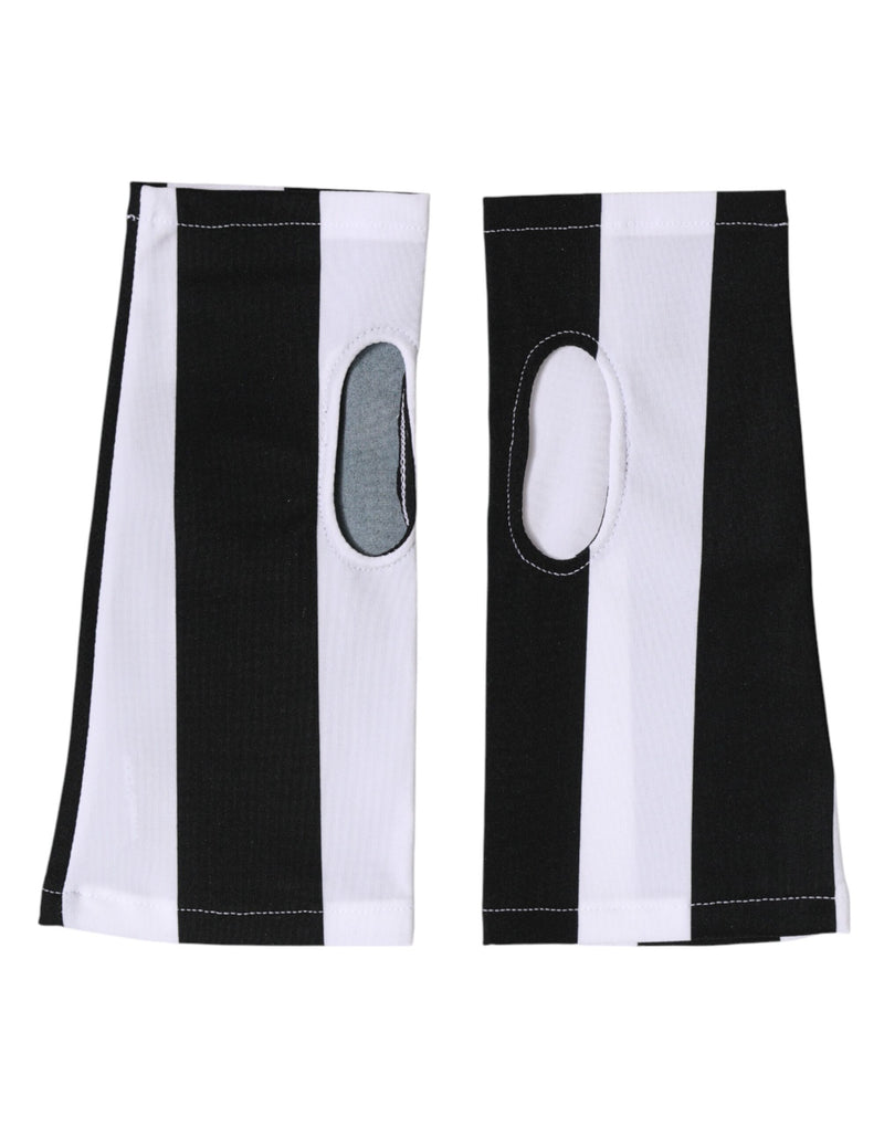 Dolce & Gabbana Gants sans doigts en nylon noir et blanc