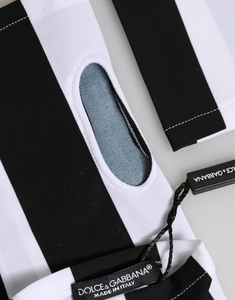 Dolce & Gabbana Gants sans doigts en nylon noir et blanc