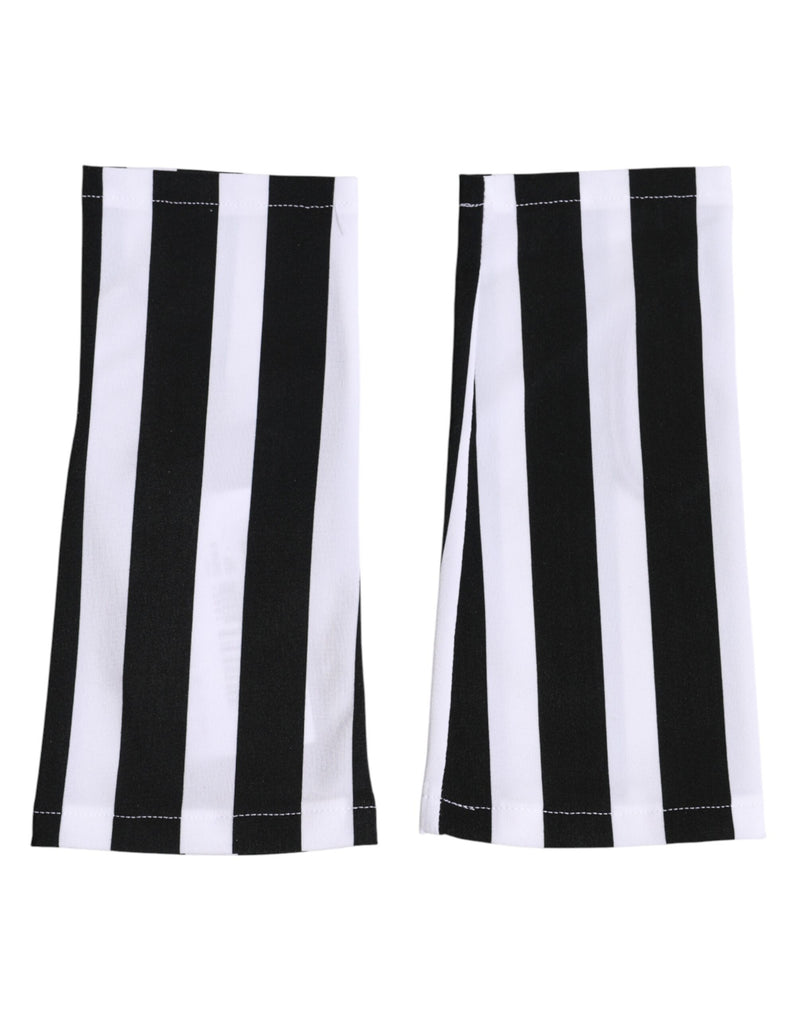Dolce & Gabbana Gants en Nylon Noirs et Blancs Sans Doigts