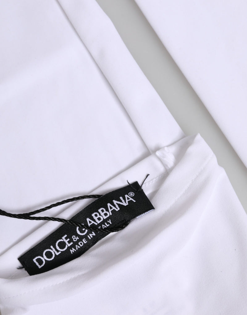 Gants Mitaines Longs en Nylon Blanc Dolce & Gabbana