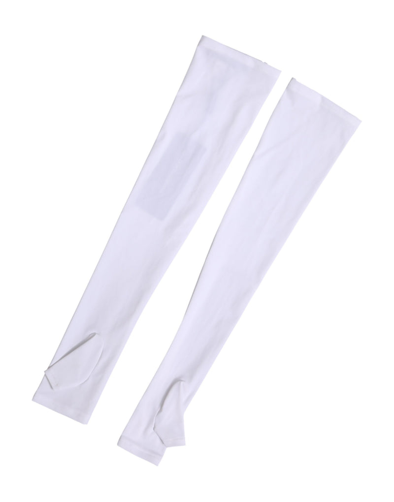 Gants Mitaines Longs en Nylon Blanc Dolce & Gabbana