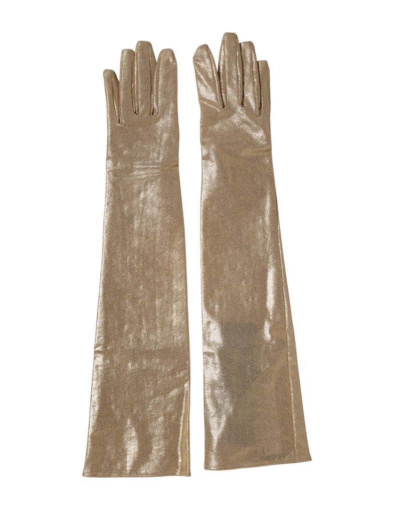 Gants Mitaines Longs en Nylon Beige Dolce & Gabbana