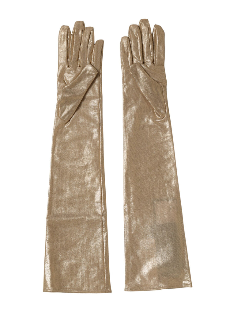 Gants Mitaines Longs en Nylon Beige Dolce & Gabbana