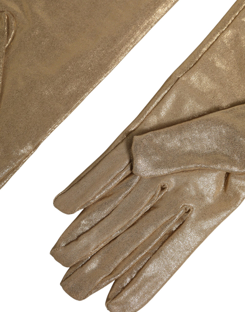 Gants Mitaines Longs en Nylon Beige Dolce & Gabbana