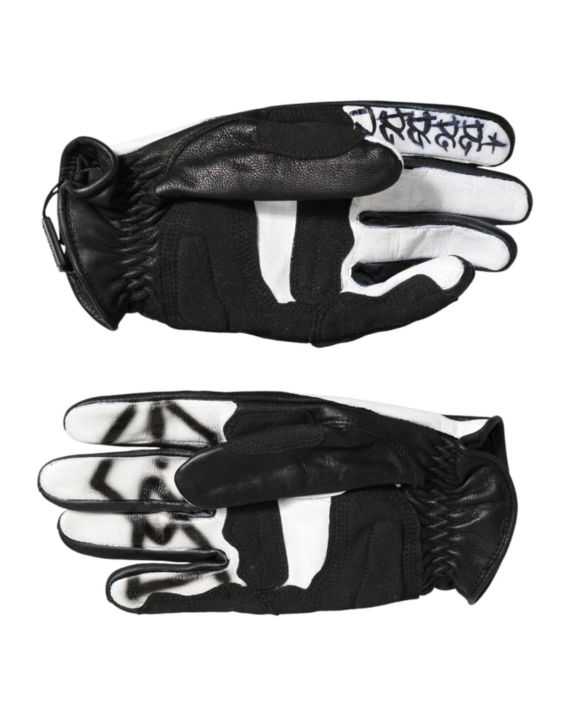 Gants Mitaines Dolce & Gabbana en Cristal Noir et Blanc