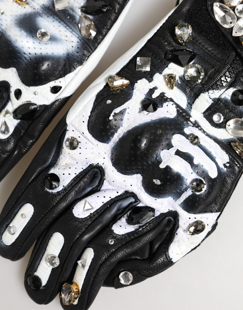 Gants Mitaines Dolce & Gabbana en Cristal Noir et Blanc