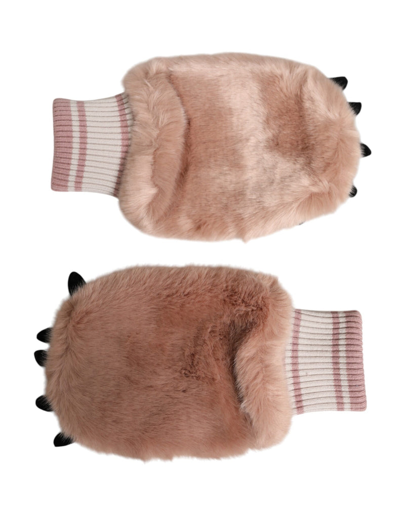 Gants Mitaines en Fourrure Tricotés en Acrylique Brun Dolce & Gabbana