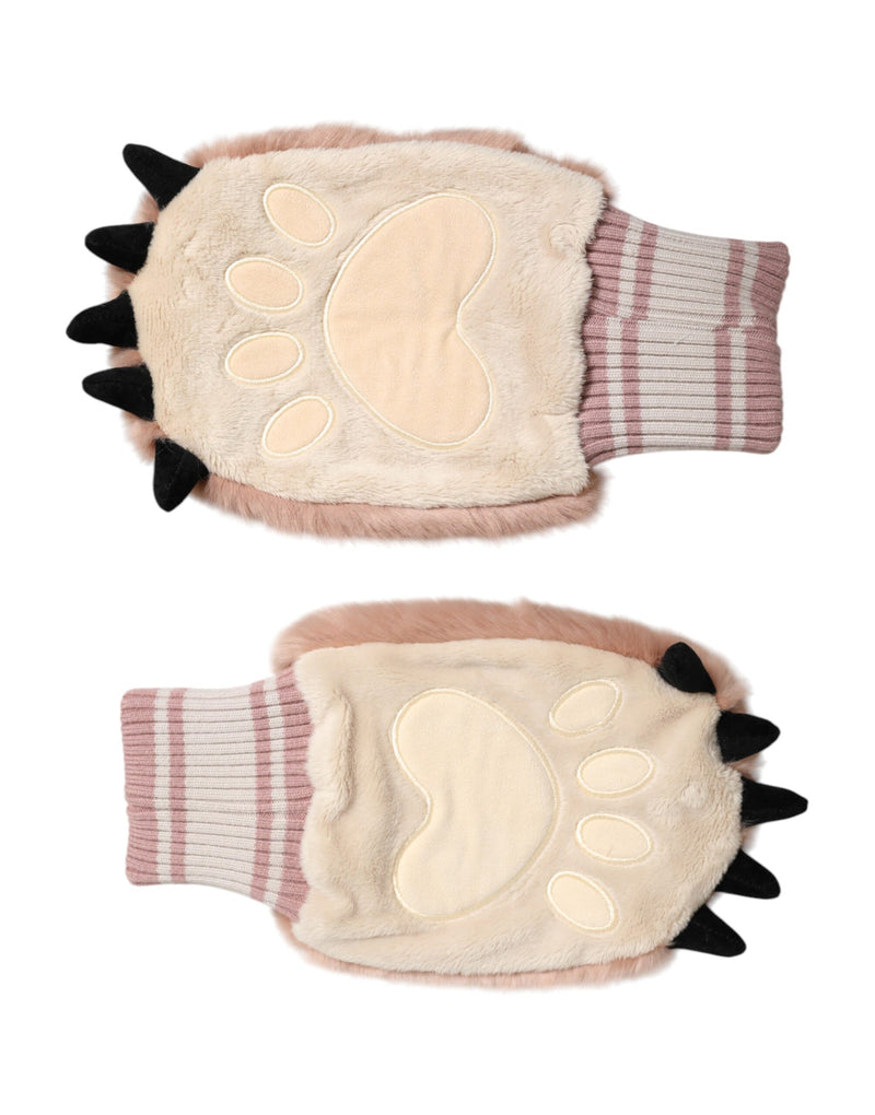 Gants Mitaines en Fourrure Tricotés en Acrylique Brun Dolce & Gabbana