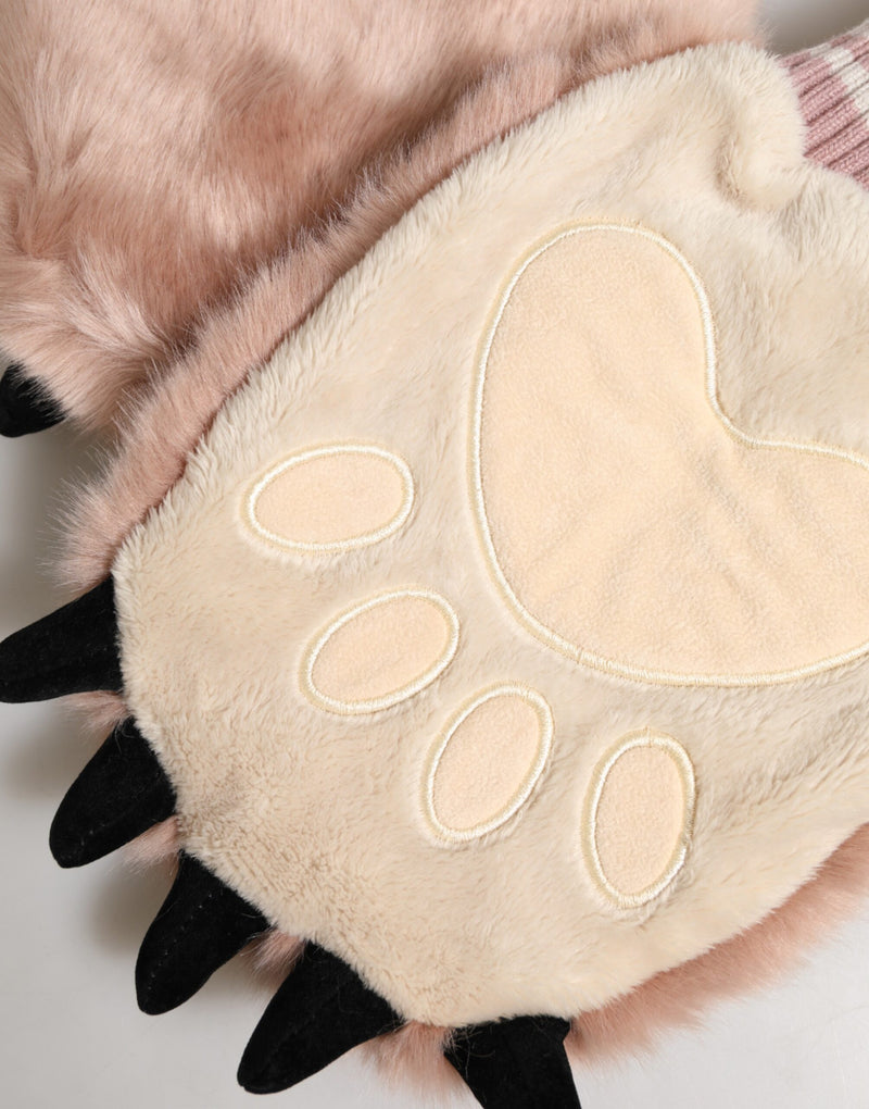 Gants Mitaines en Fourrure Tricotés en Acrylique Brun Dolce & Gabbana