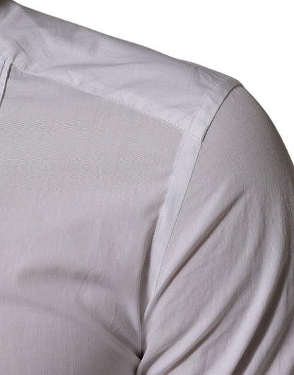 Chemise habillée Dolce &amp; Gabbana blanche en coton à col et manches longues dorée