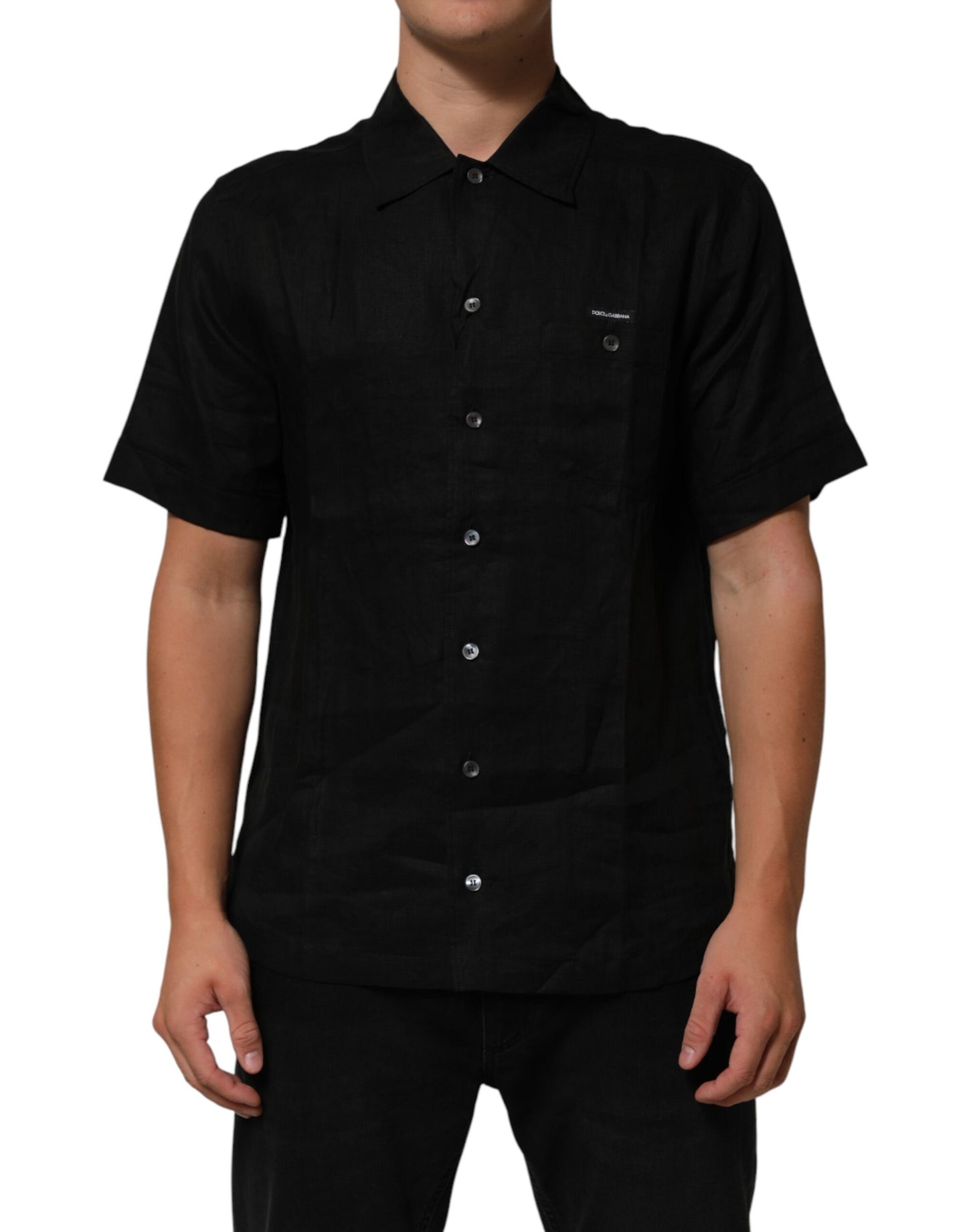Polo Carhartt Wip noir en lin à col et manches courtes