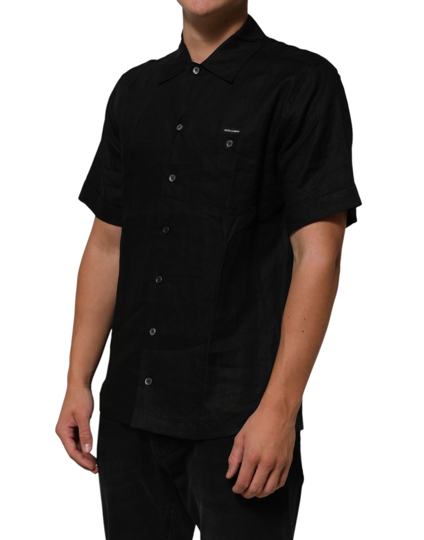 Polo Carhartt Wip noir en lin à col et manches courtes