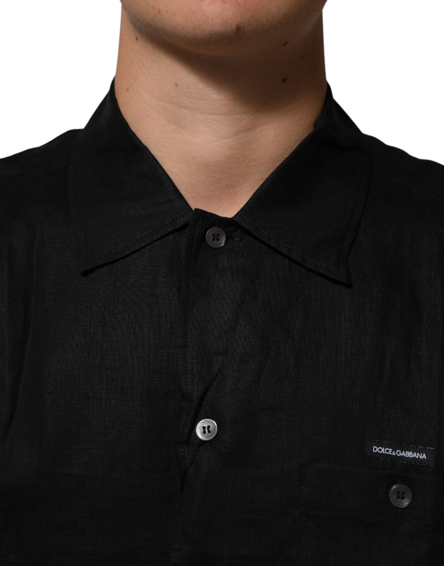 Polo Carhartt Wip noir en lin à col et manches courtes