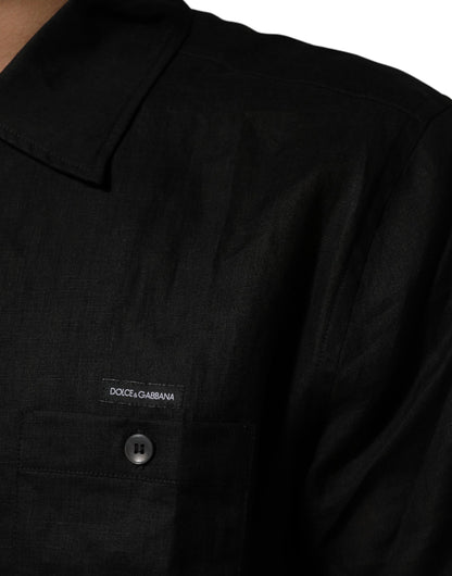 Polo Carhartt Wip noir en lin à col et manches courtes
