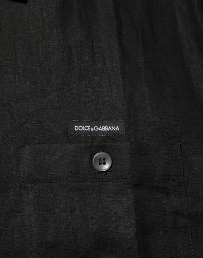 Polo Carhartt Wip noir en lin à col et manches courtes