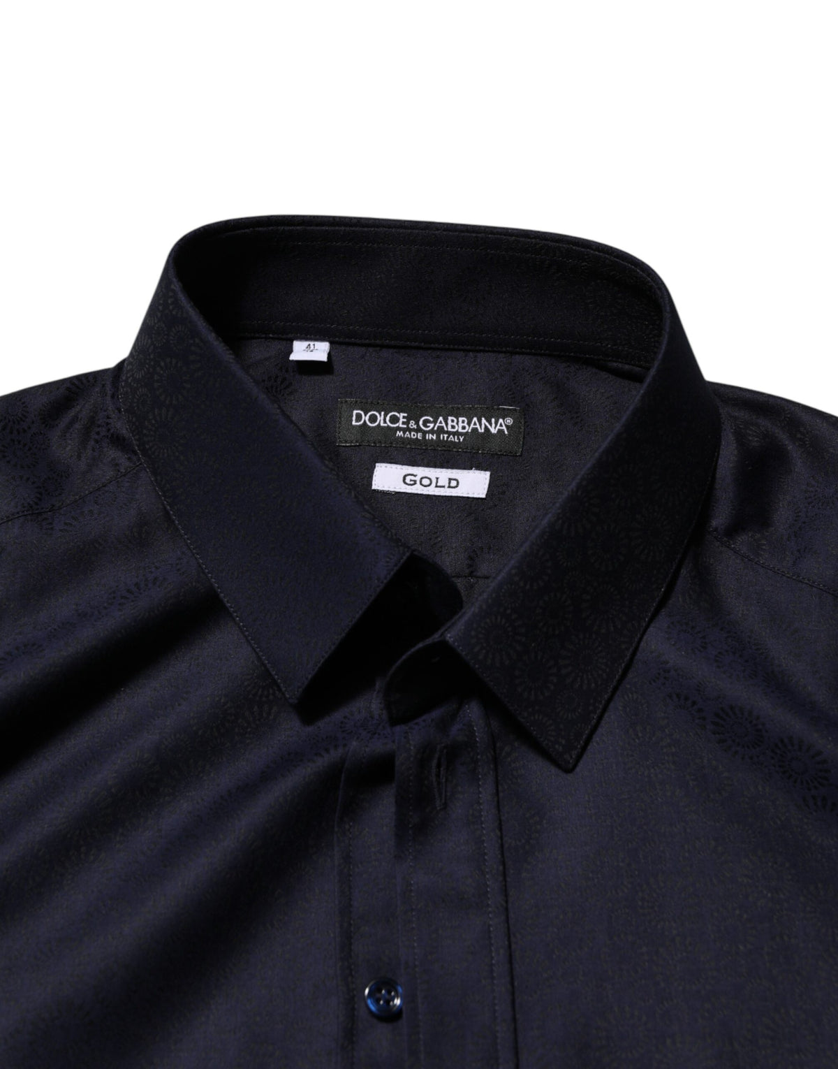 Chemise habillée homme Dolce &amp; Gabbana bleue en coton à col et manches longues, or.