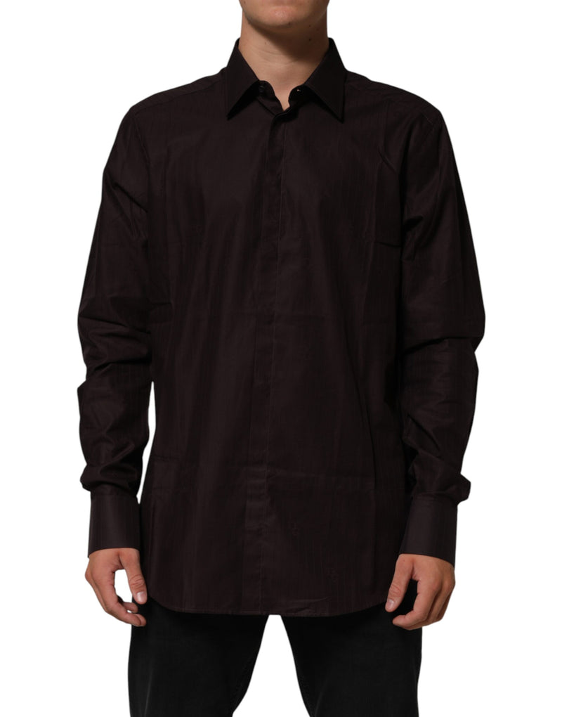 Chemise habillée Dolce &amp; Gabbana MARTINI en coton marron à manches longues