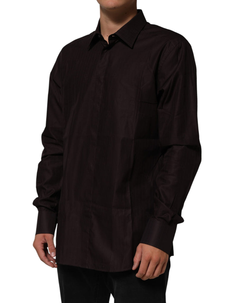Chemise habillée Dolce &amp; Gabbana MARTINI en coton marron à manches longues