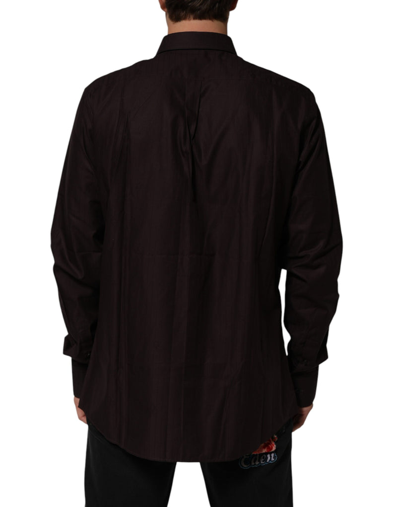 Chemise habillée Dolce &amp; Gabbana MARTINI en coton marron à manches longues