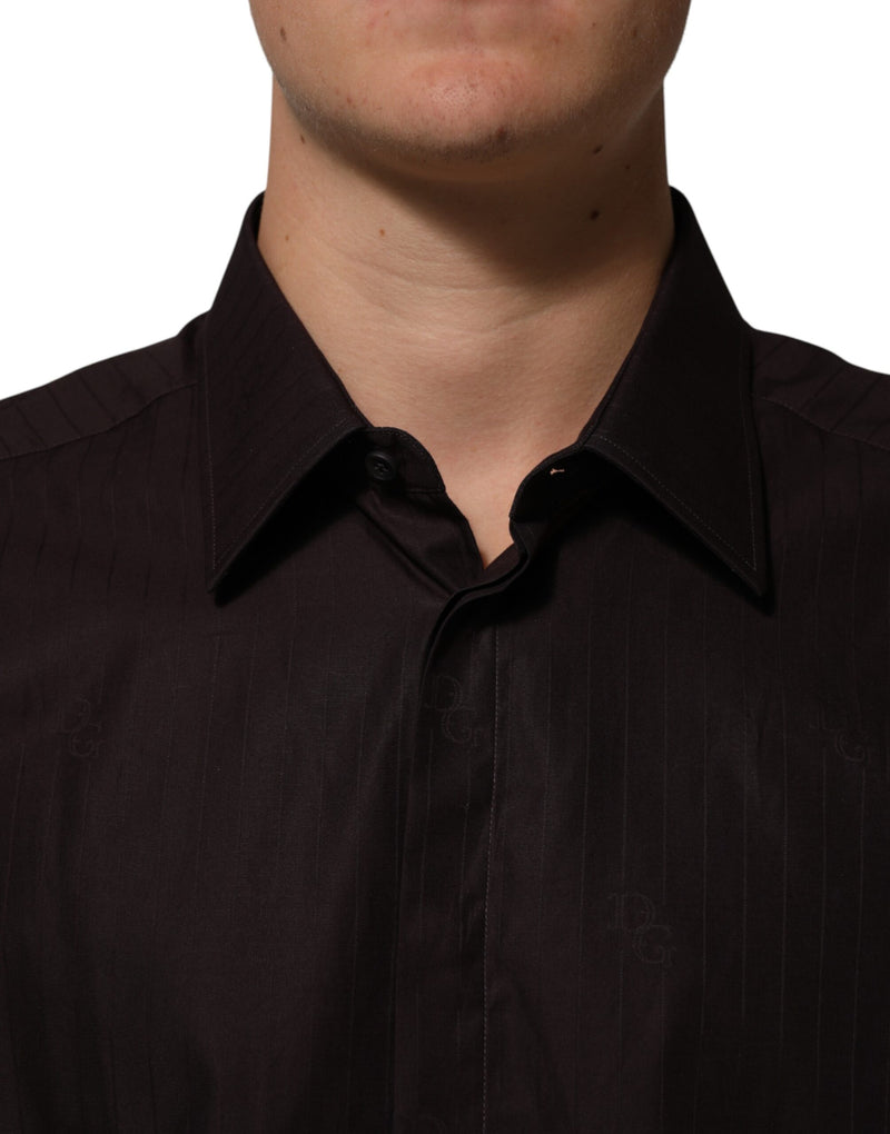 Chemise habillée Dolce &amp; Gabbana MARTINI en coton marron à manches longues