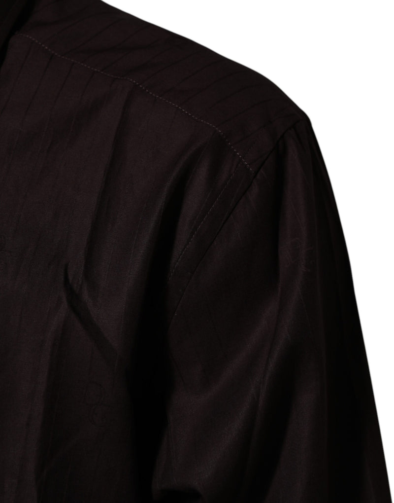Chemise habillée Dolce &amp; Gabbana MARTINI en coton marron à manches longues