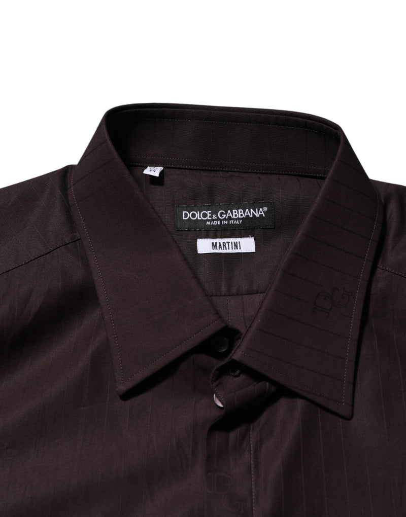 Chemise habillée Dolce &amp; Gabbana MARTINI en coton marron à manches longues