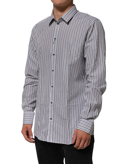 Chemise habillée Dolce &amp; Gabbana à rayures noires et blanches et à l'or pour homme