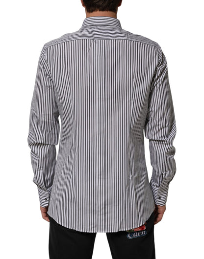 Chemise habillée Dolce &amp; Gabbana à rayures noires et blanches et à l'or pour homme
