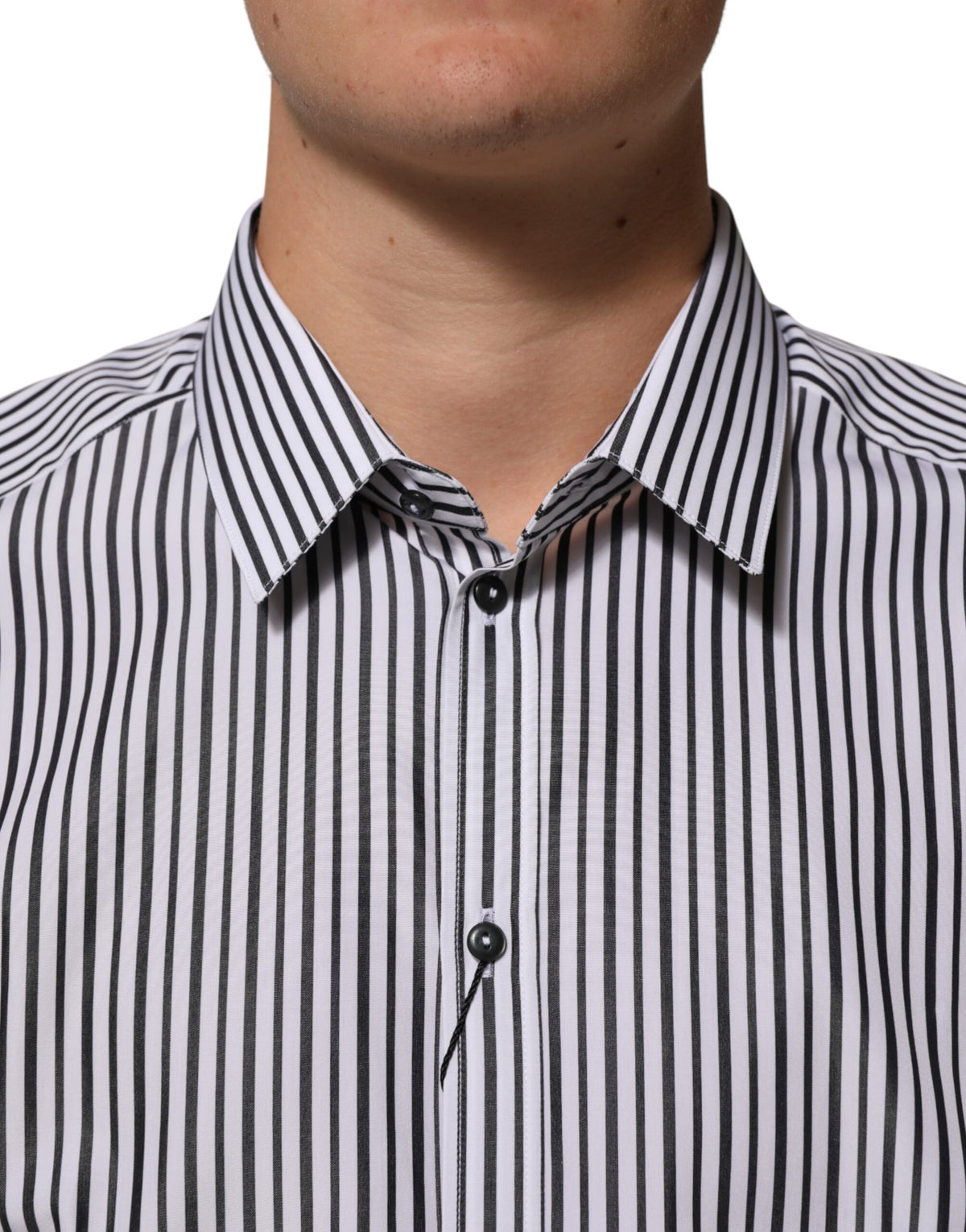 Chemise habillée Dolce &amp; Gabbana à rayures noires et blanches et à l'or pour homme