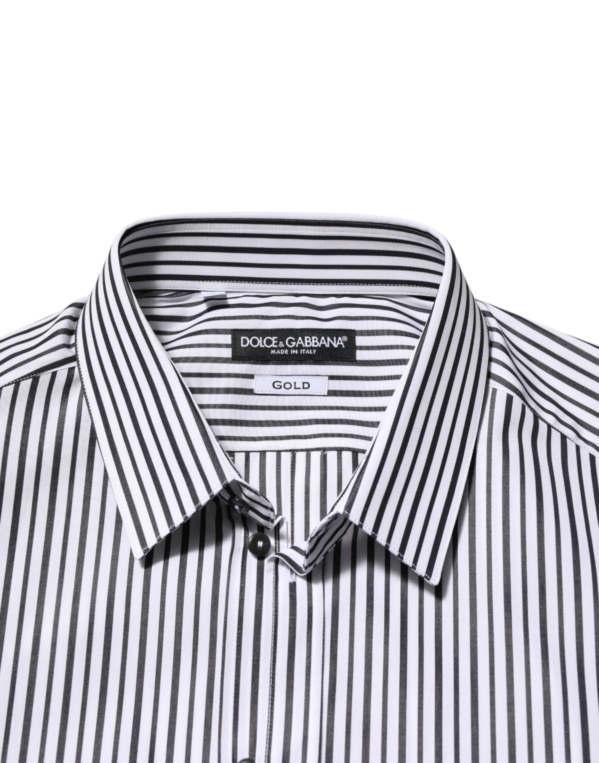 Chemise habillée Dolce &amp; Gabbana à rayures noires et blanches et à l'or pour homme