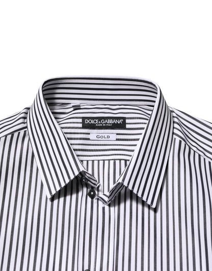 Chemise habillée Dolce &amp; Gabbana à rayures noires et blanches et à l'or pour homme