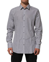 Chemise habillée Dolce &amp; Gabbana à rayures noires et blanches et à l'or pour homme