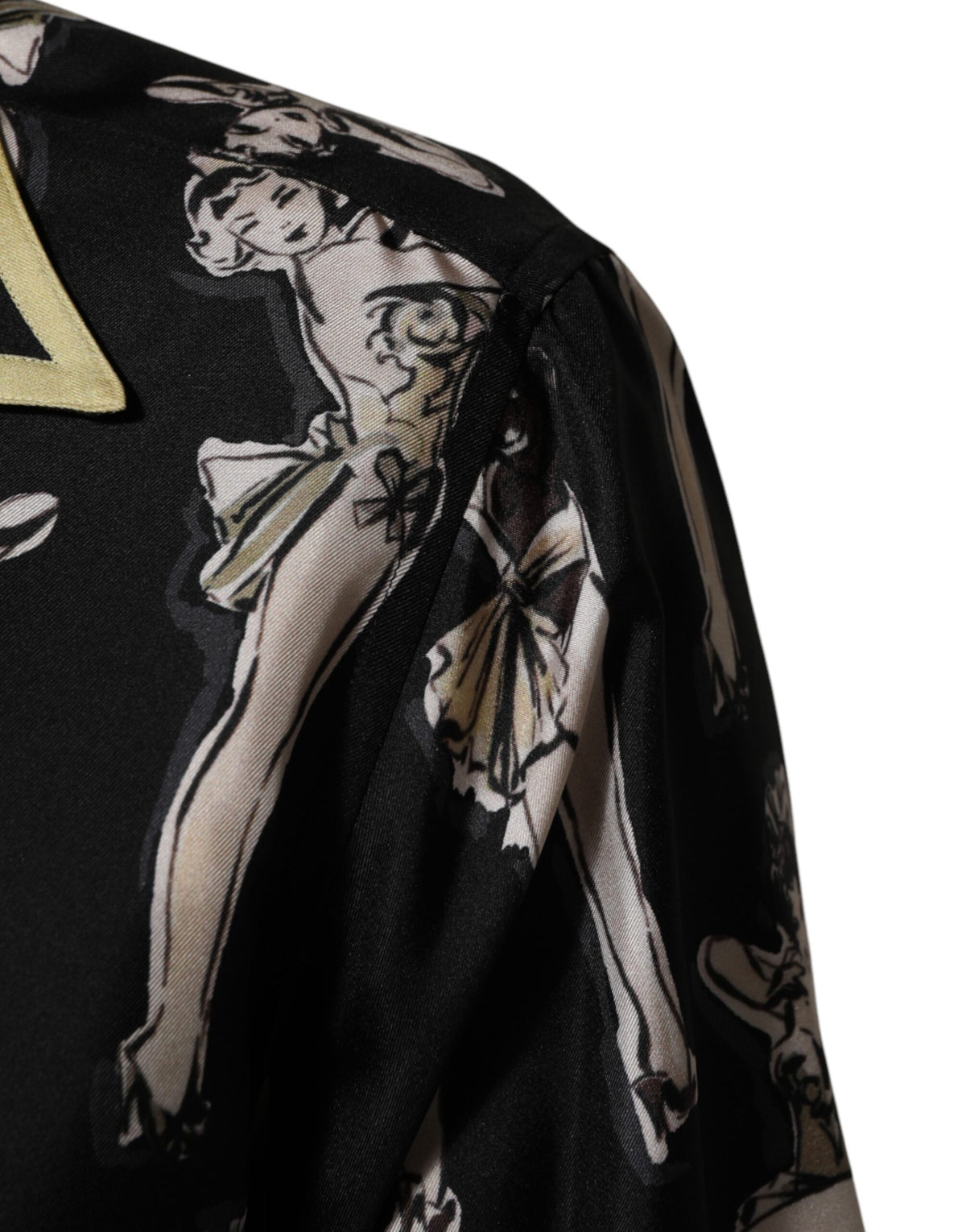 Chemise Dolce &amp; Gabbana en soie noire imprimée pin-up à boutons