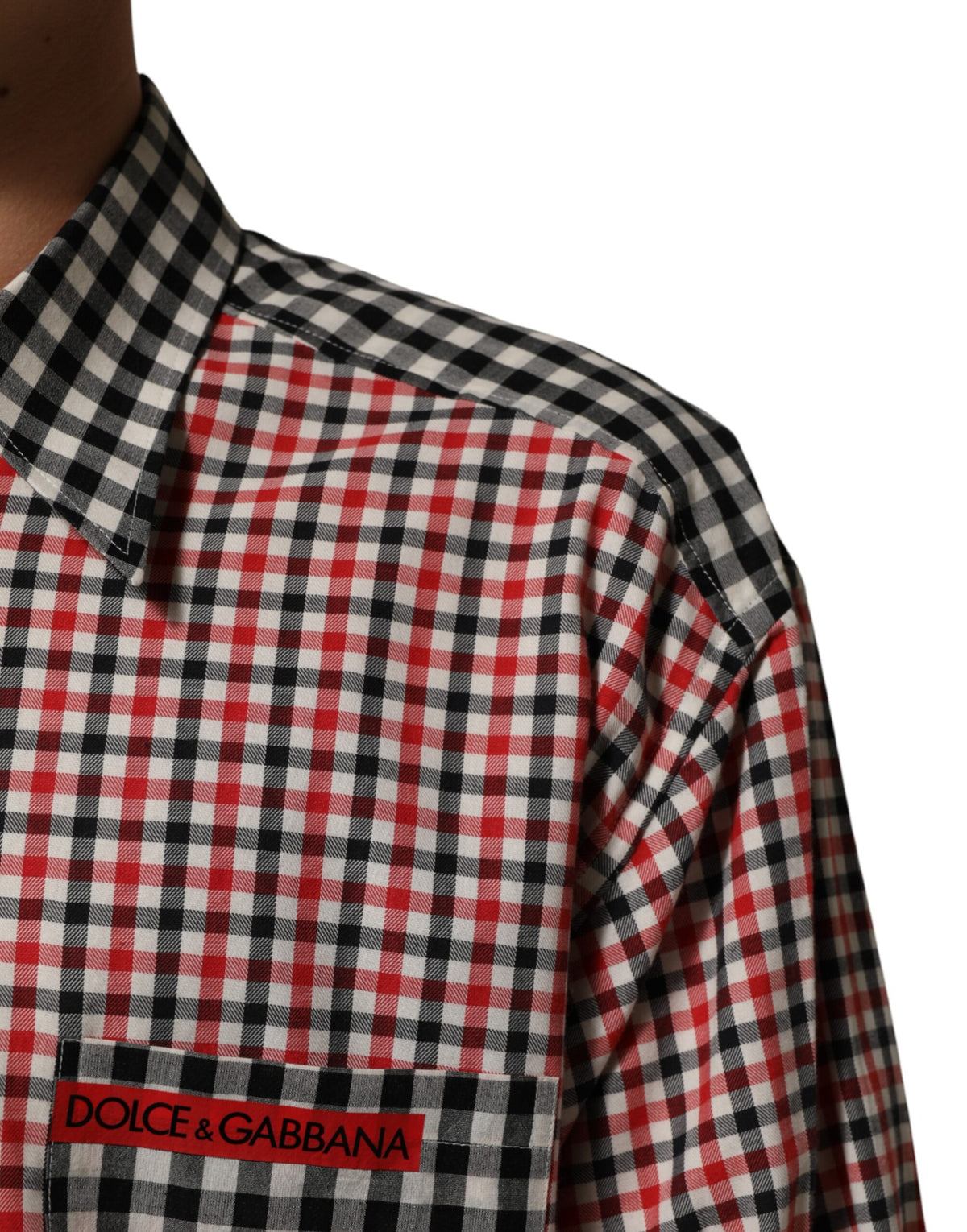 Chemise à carreaux multicolores en coton à col Dolce &amp; Gabbana