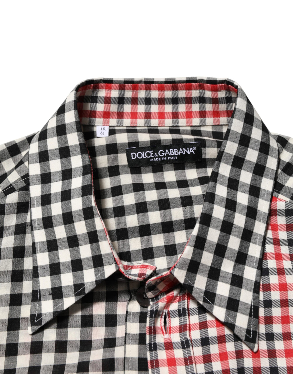 Chemise à carreaux multicolores en coton à col Dolce &amp; Gabbana