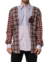 Chemise à carreaux multicolores en coton à col Dolce &amp; Gabbana