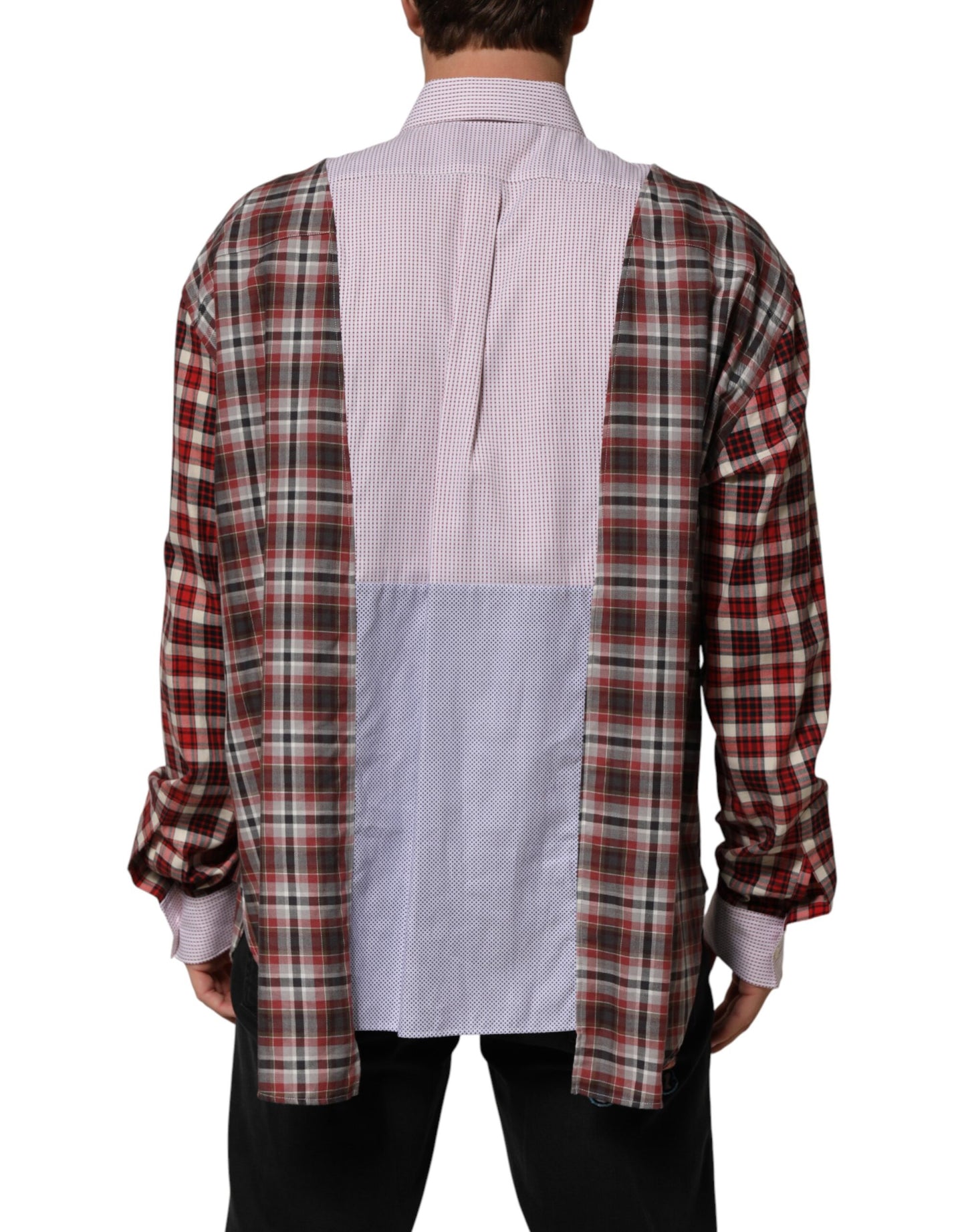 Chemise à carreaux multicolores en coton à col Dolce &amp; Gabbana