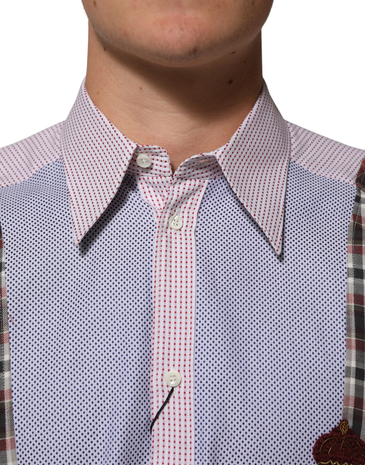 Chemise à carreaux multicolores en coton à col Dolce &amp; Gabbana